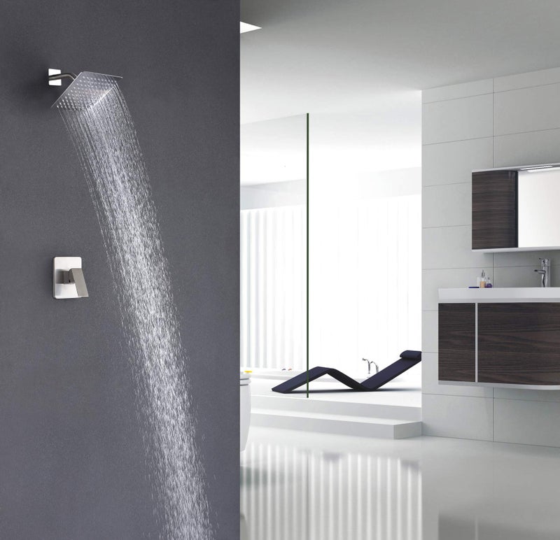 SUMERAIN Shower Faucet Brushed Nickel, Single Function Shower Trim Kit with Rough-in Valve, 8" Square High Pressure Rain Shower Head - Image 3